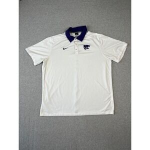 Kansas State University Wildcats Polo Shirt Mens 2XL White Nike Dri Fit